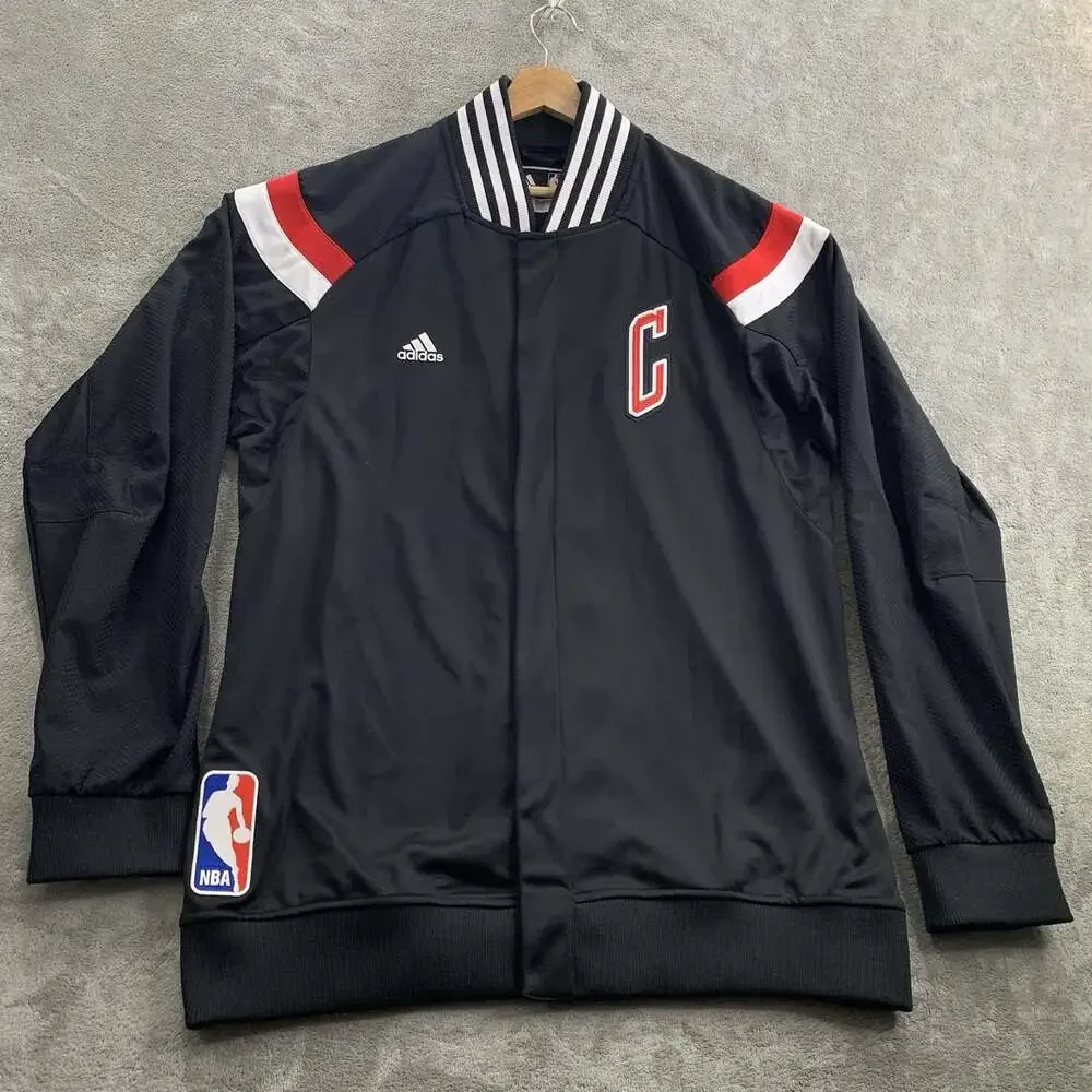 Adidas Warmup Jacket Men XL +2 Length Chicago Bulls Snap Black NBA Training 2014